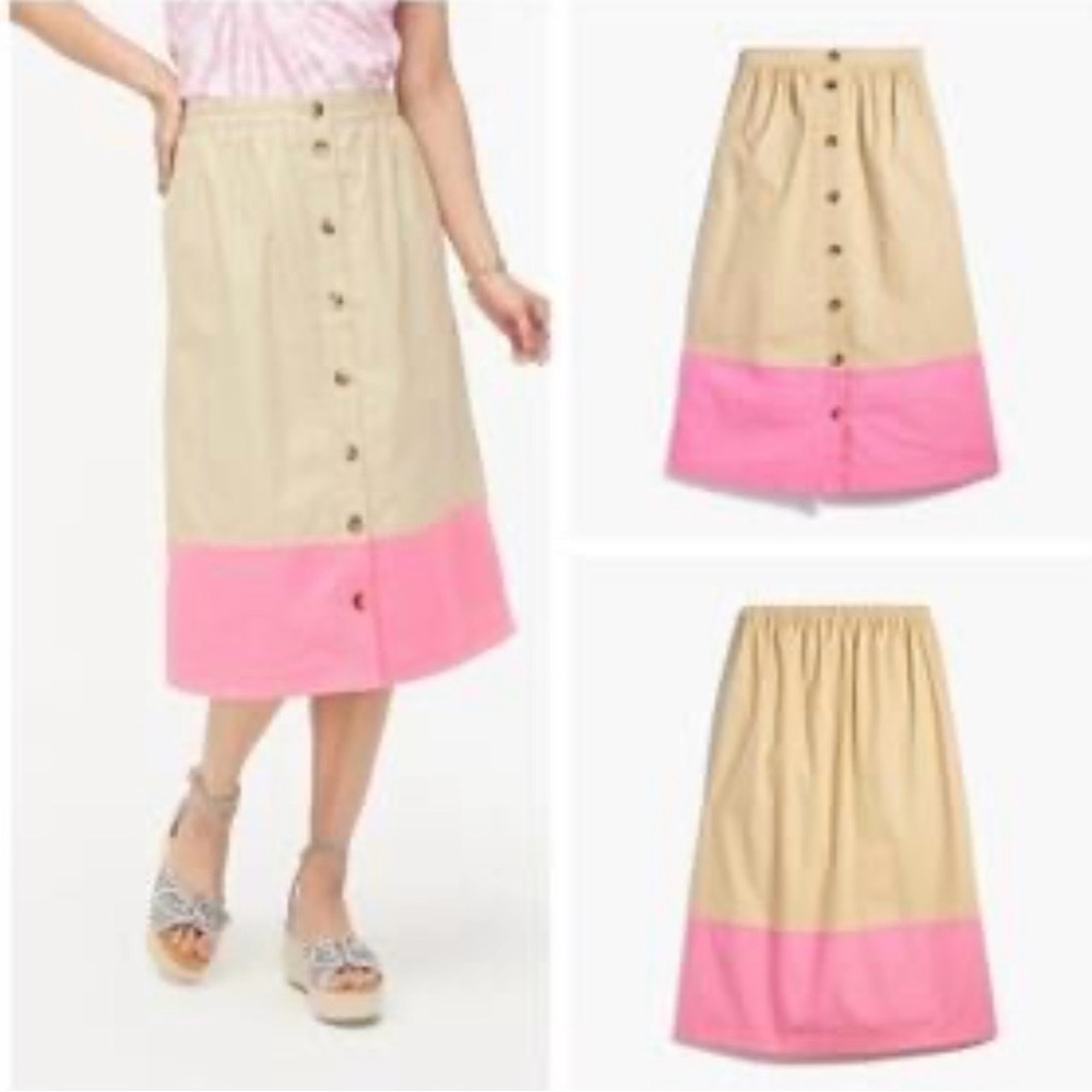 J. Crew Factory Color Block Midi Skirt Size Small